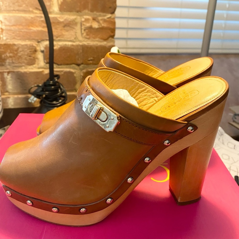 100% Authentic COACH Leather & Wooden Heels